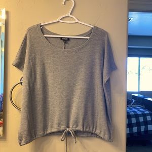 Express gray knit top,size L, cinch tie on bottom